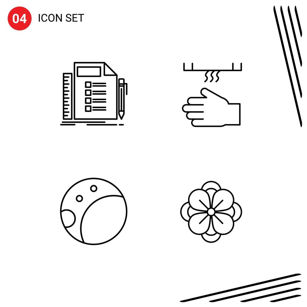 Pictogram Set of 4 Simple Filledline Flat Colors of business hand planning bathroom moon Editable Vector Design Elements