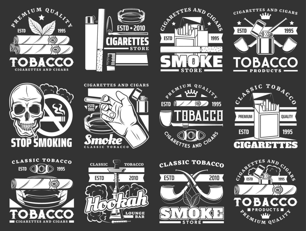 Quality tobacco products, cigars and cigarettes vector