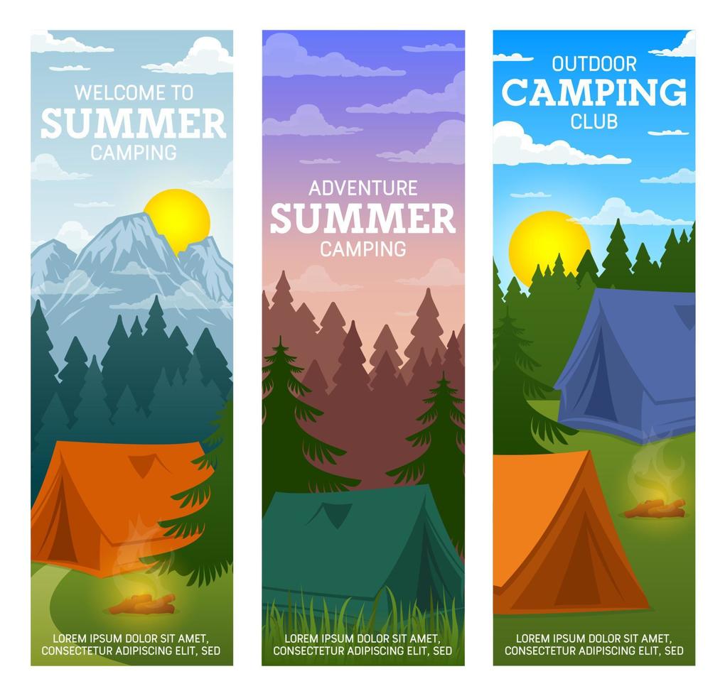 Summer camp, travel and tourism vector