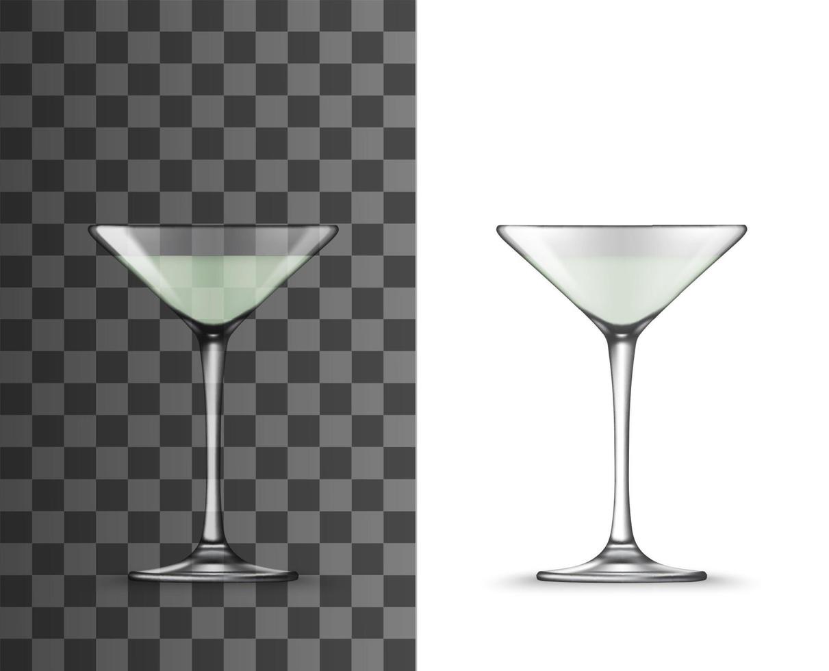 Martini cocktail glass with tall stem 3d mockups vector