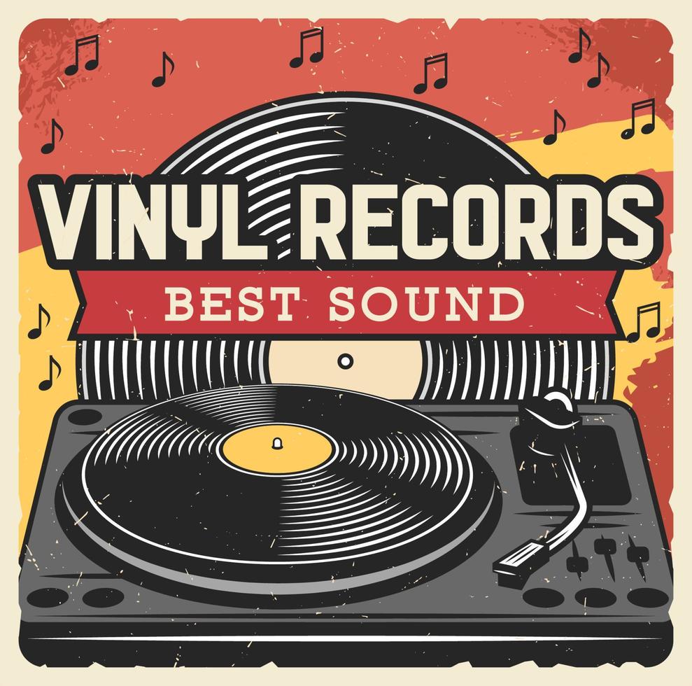 Music player and vinyl records. Disco dance party vector