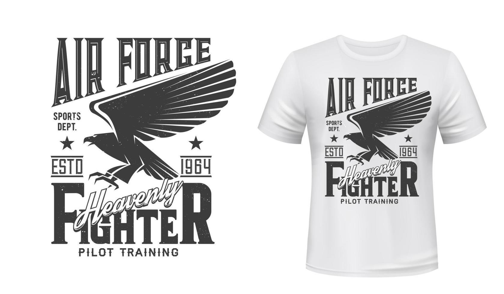 estampado de camiseta, halcón águila gótica de la fuerza aérea vector