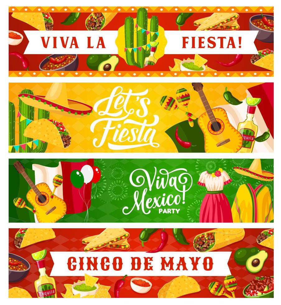 cinco de mayo pancartas de vacaciones mexicanas vector