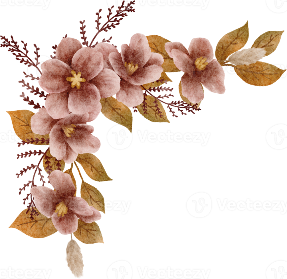 watercolor flower coner png