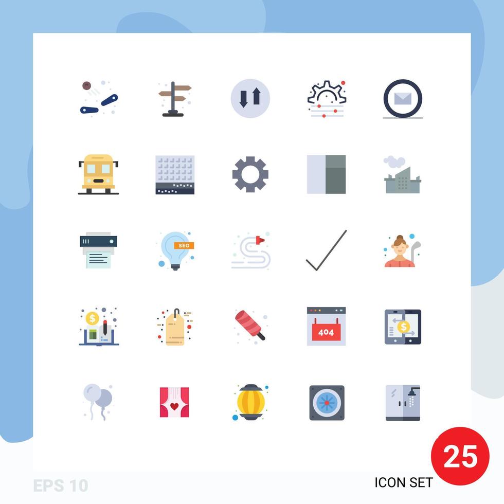 conjunto moderno de 25 colores planos y símbolos, como el proceso de desarrollo de correo electrónico web, elementos de diseño vectorial editables vector