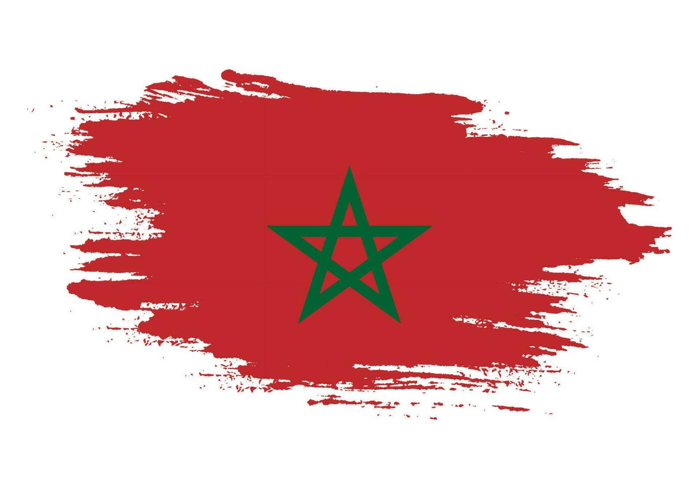 Paint brush stroke shape Morocco flag vector