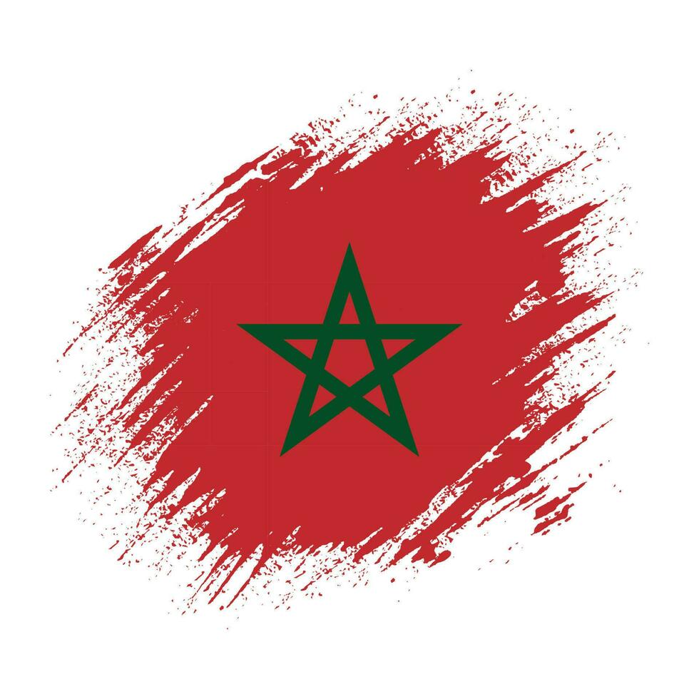 vector de bandera de marruecos de trazo de pincel grunge