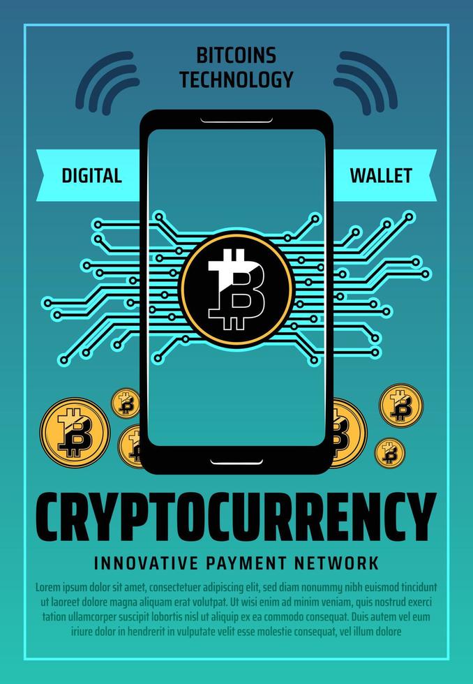 Bitcoin cryptocurrency digital technology, vector