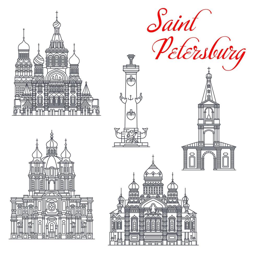 Travel landmarks of Saint Petersburg architecture vector