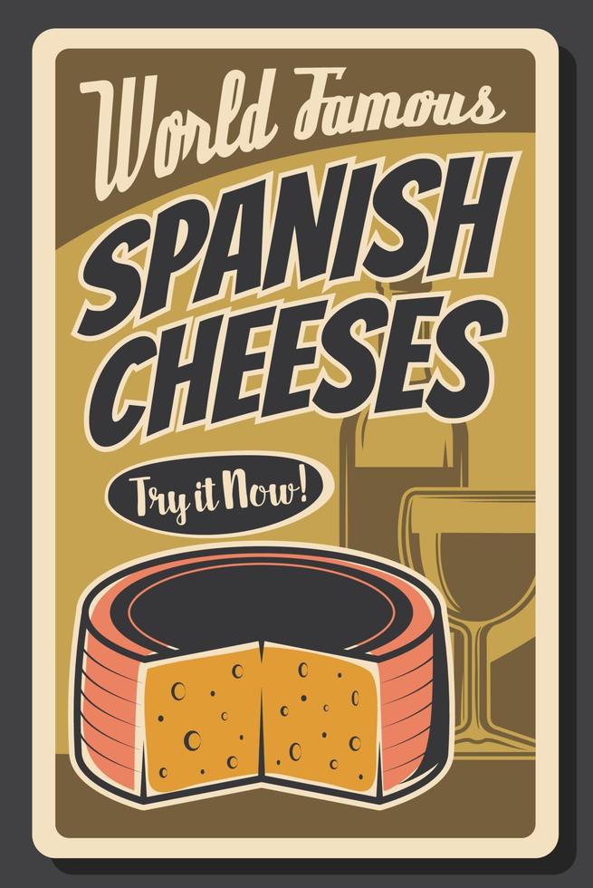 viajes españoles, turismo. queso y vino de españa vector