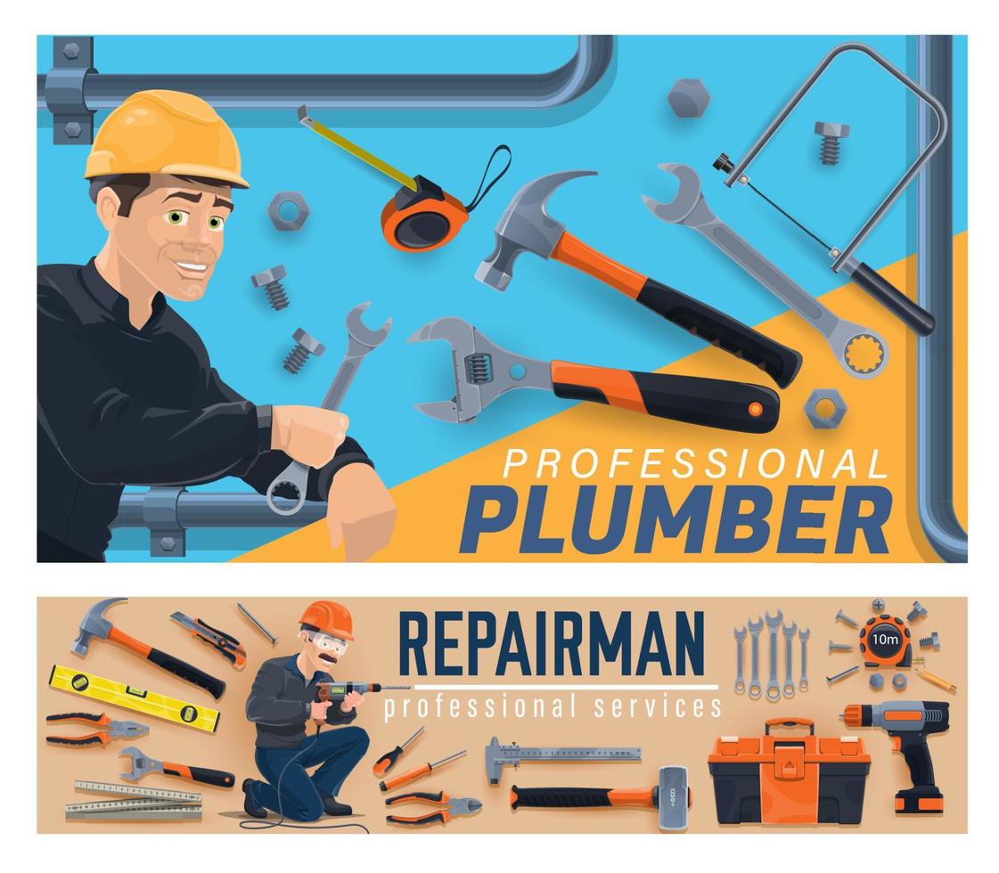 Plumber, repairman, construction industry workers vector
