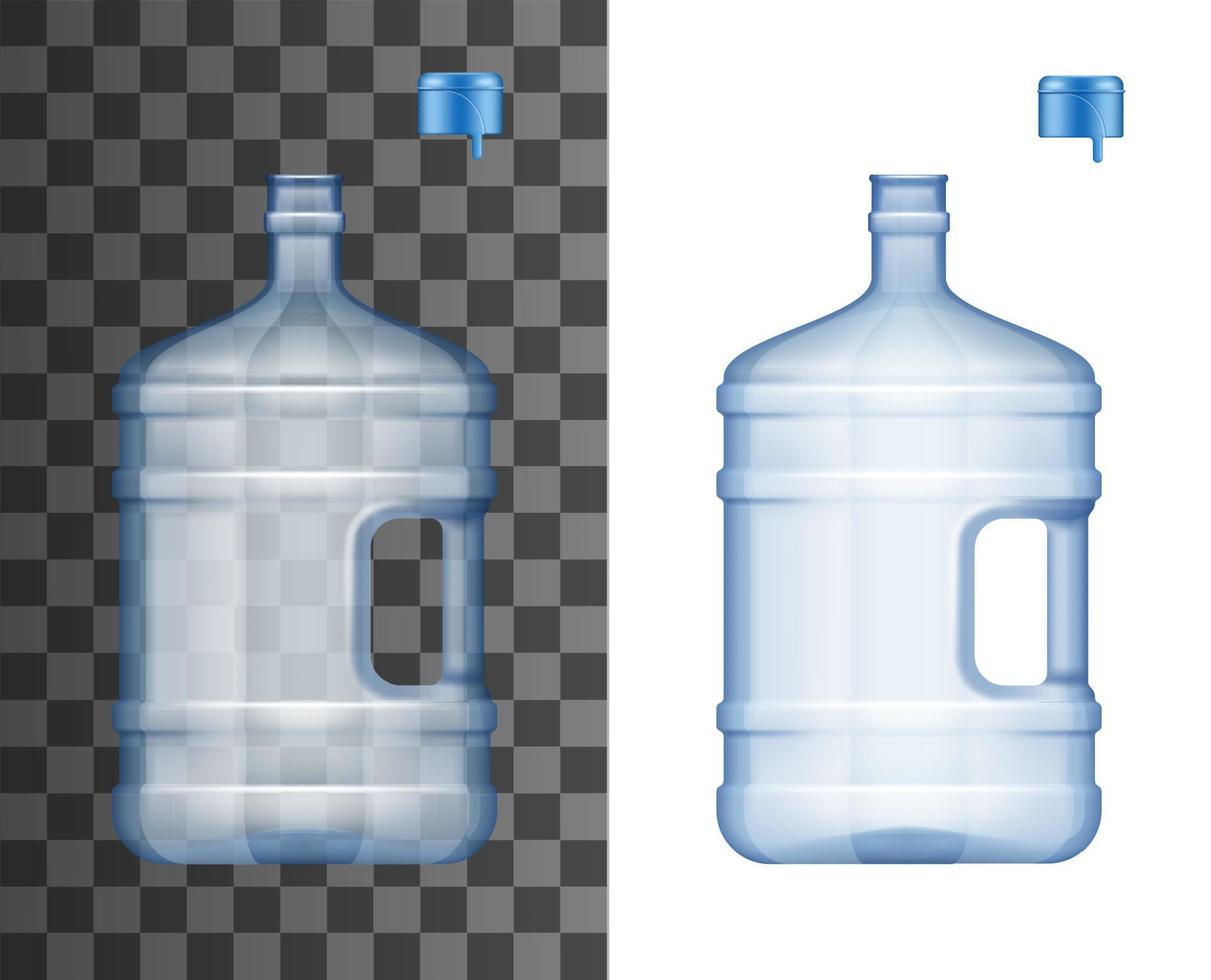 Big bottles for water cooler with open cap, mockup vector