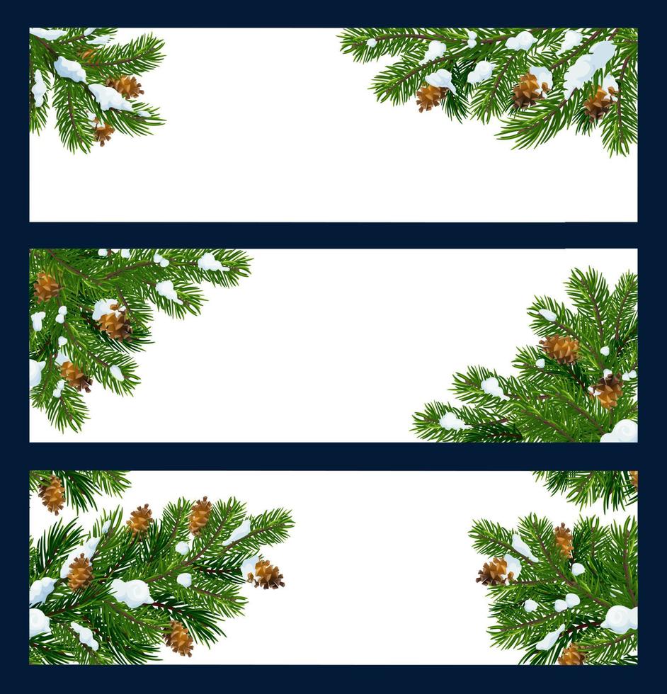 árbol de navidad y ramas de pino con espacio de copia vector