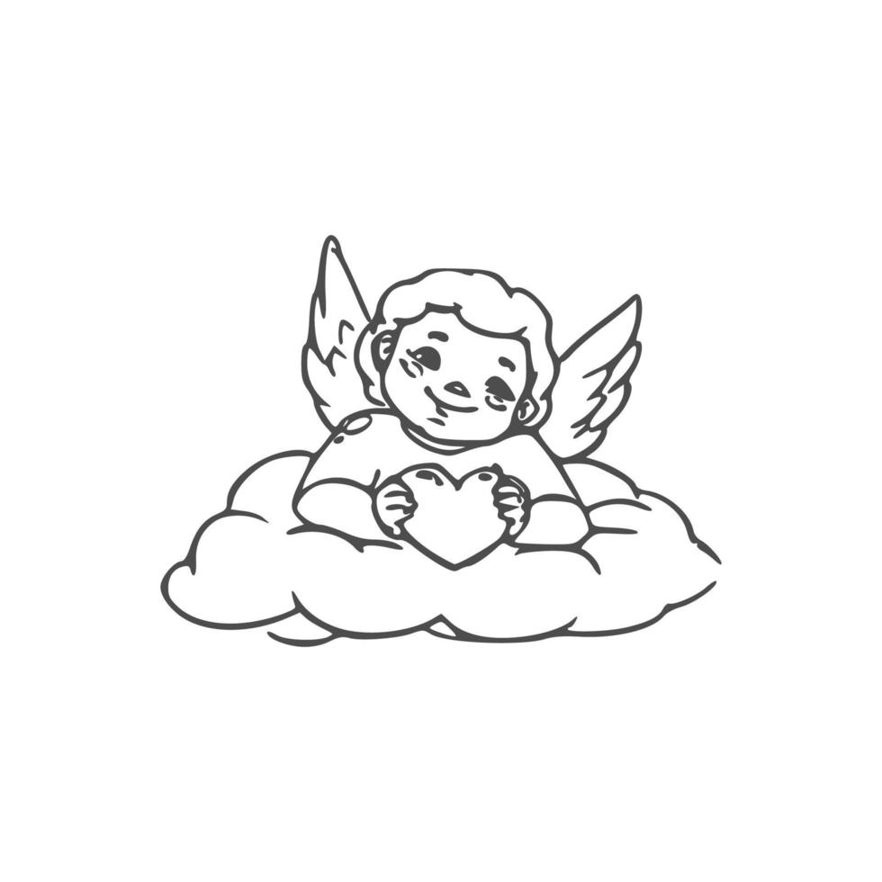 Amur with heart on cloud isolated vector