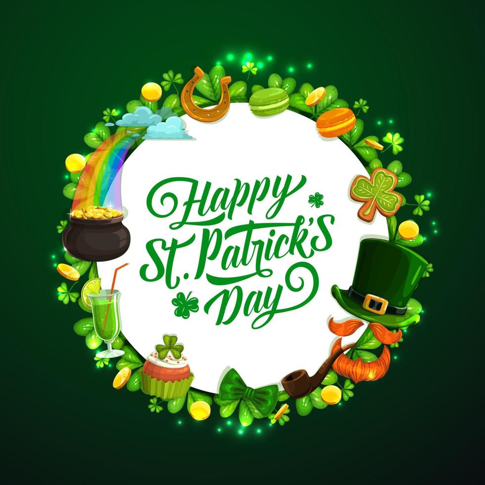 Patricks day holiday signs, Irish spring symbols vector