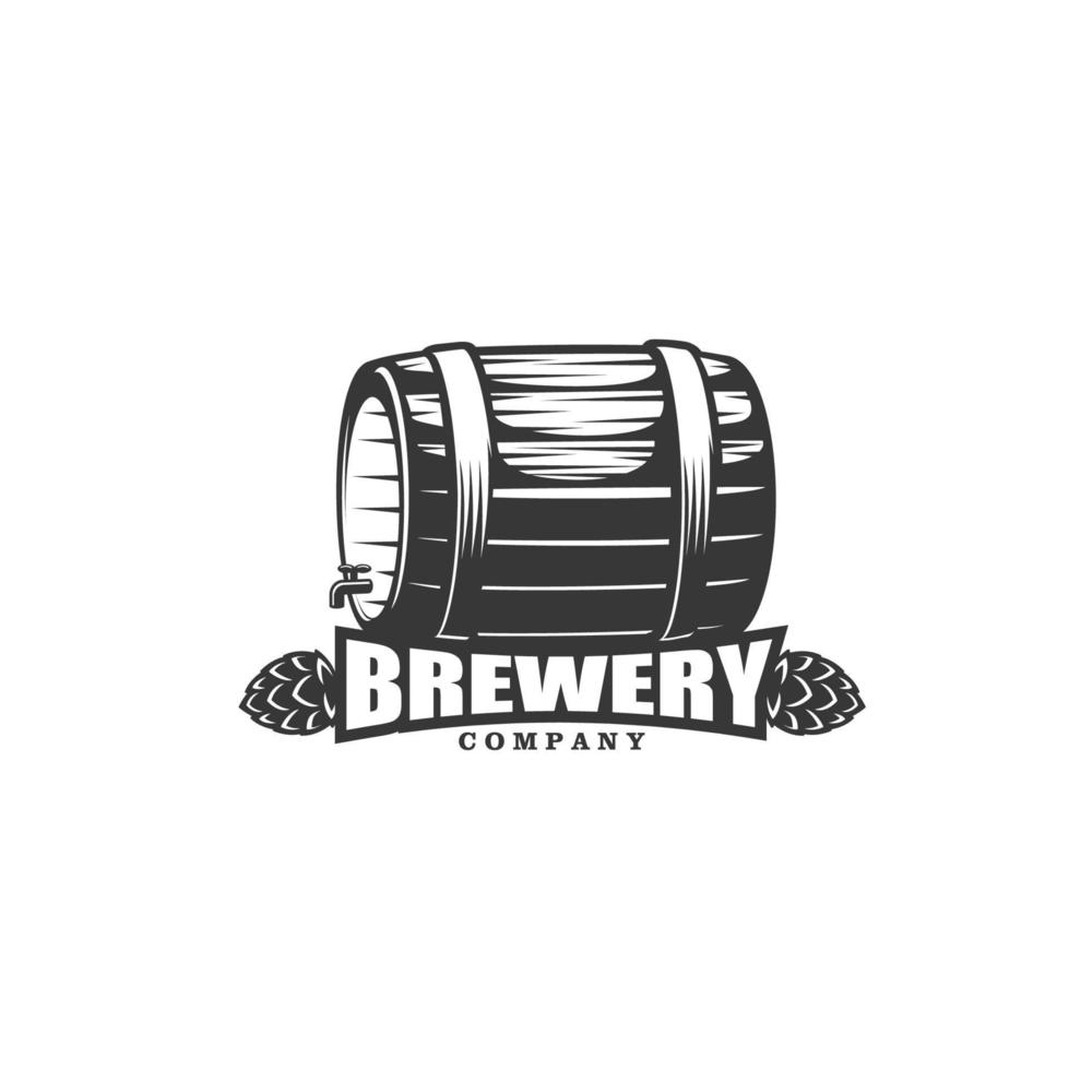 Craft beer brewery, bar and pub retro icon vector