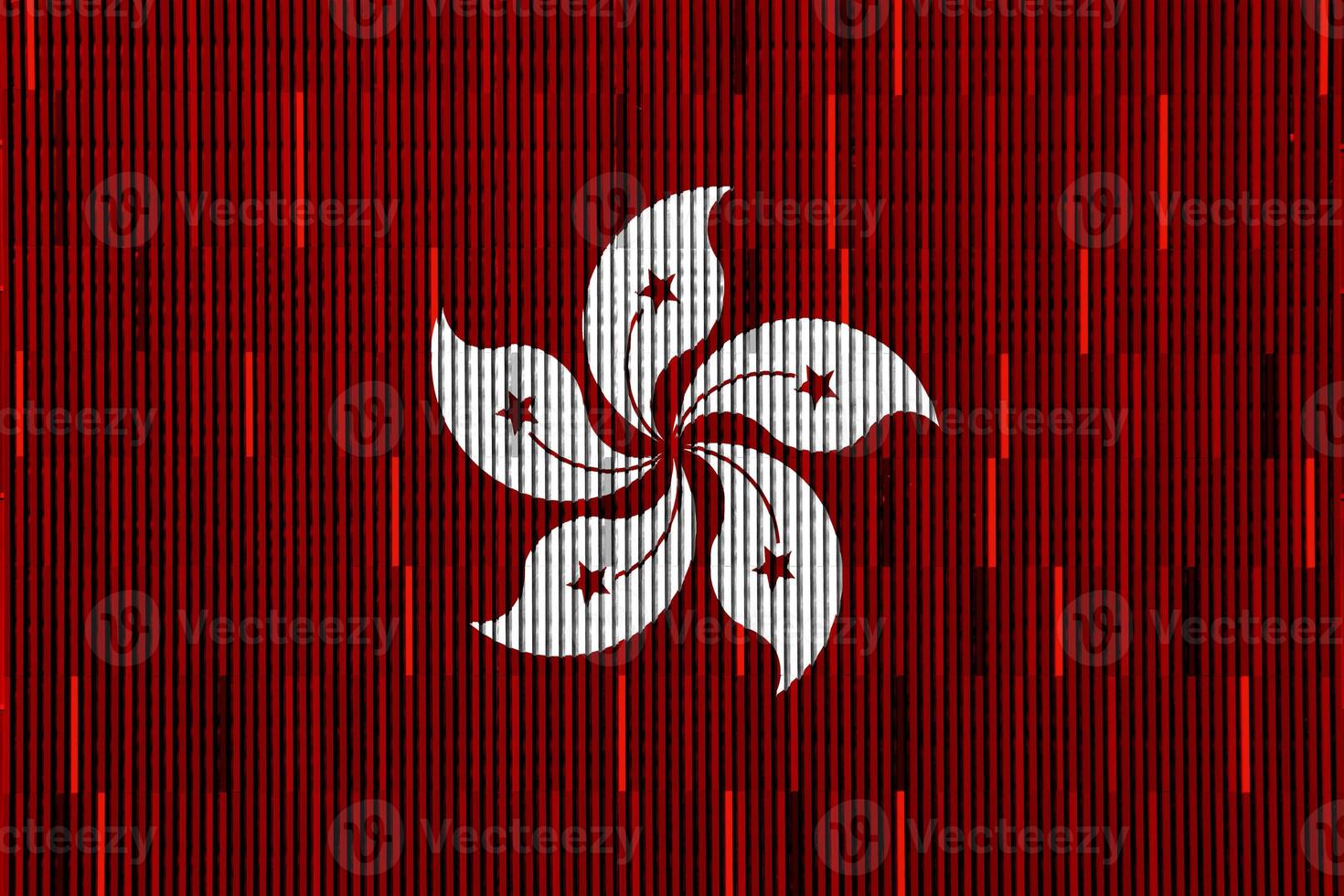 Hong Kong flag on a textured background. Concept collage. photo