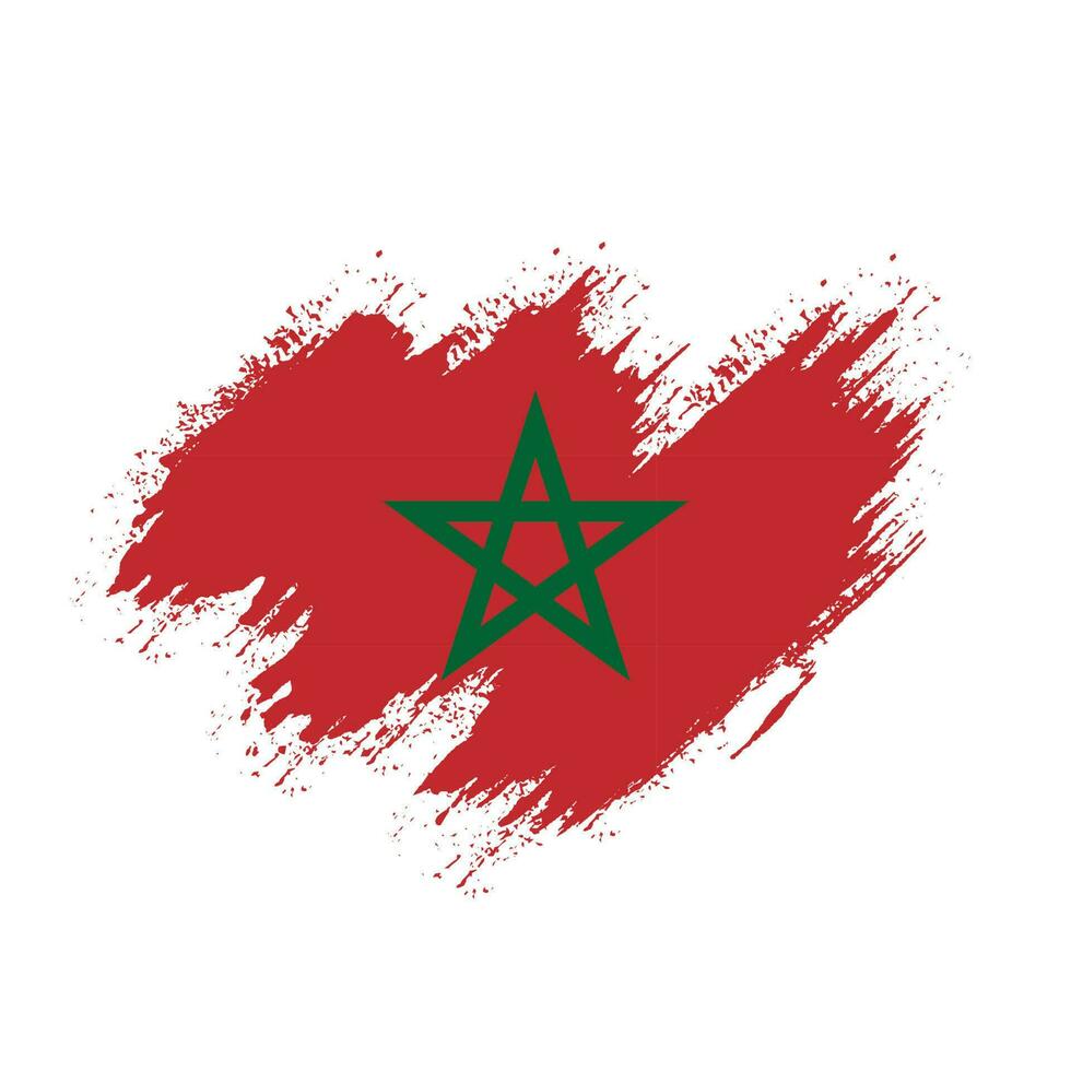 Colorful hand paint Morocco grungy flag vector