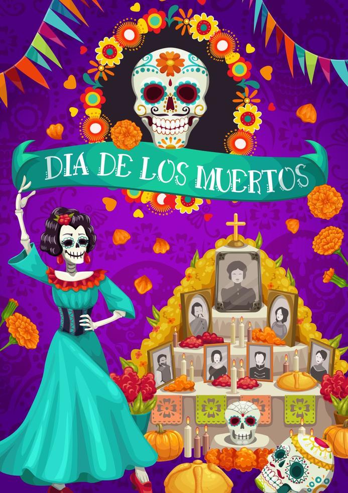 altar, fotos de muertos. día de los muertos, vector