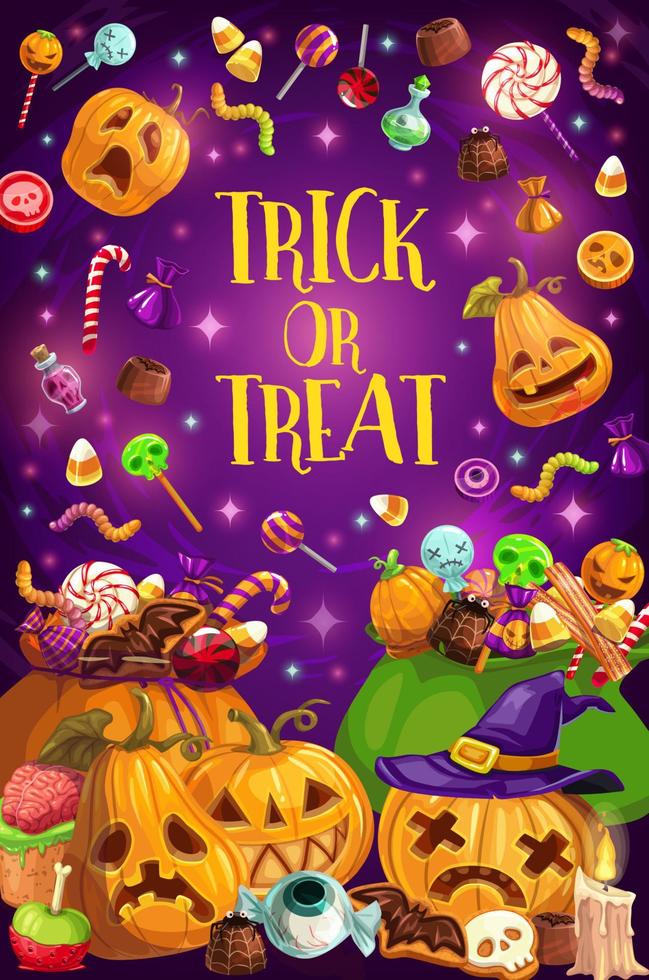 Halloween holiday, trick or treat, pumpkin vector