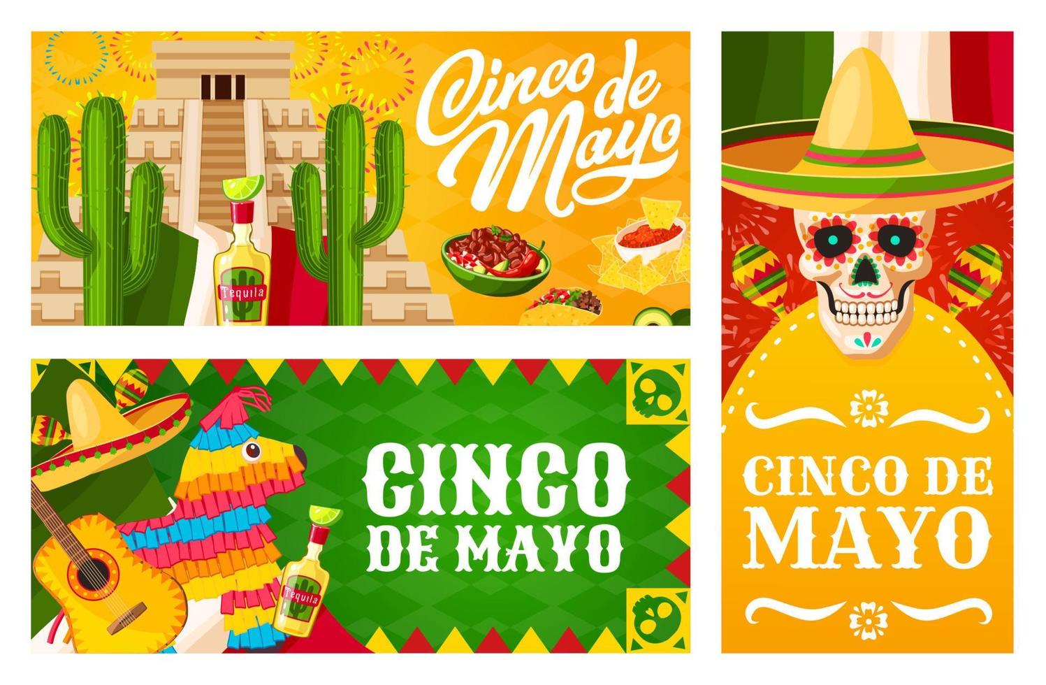 cinco de mayo pancartas de fiesta mexicana vector