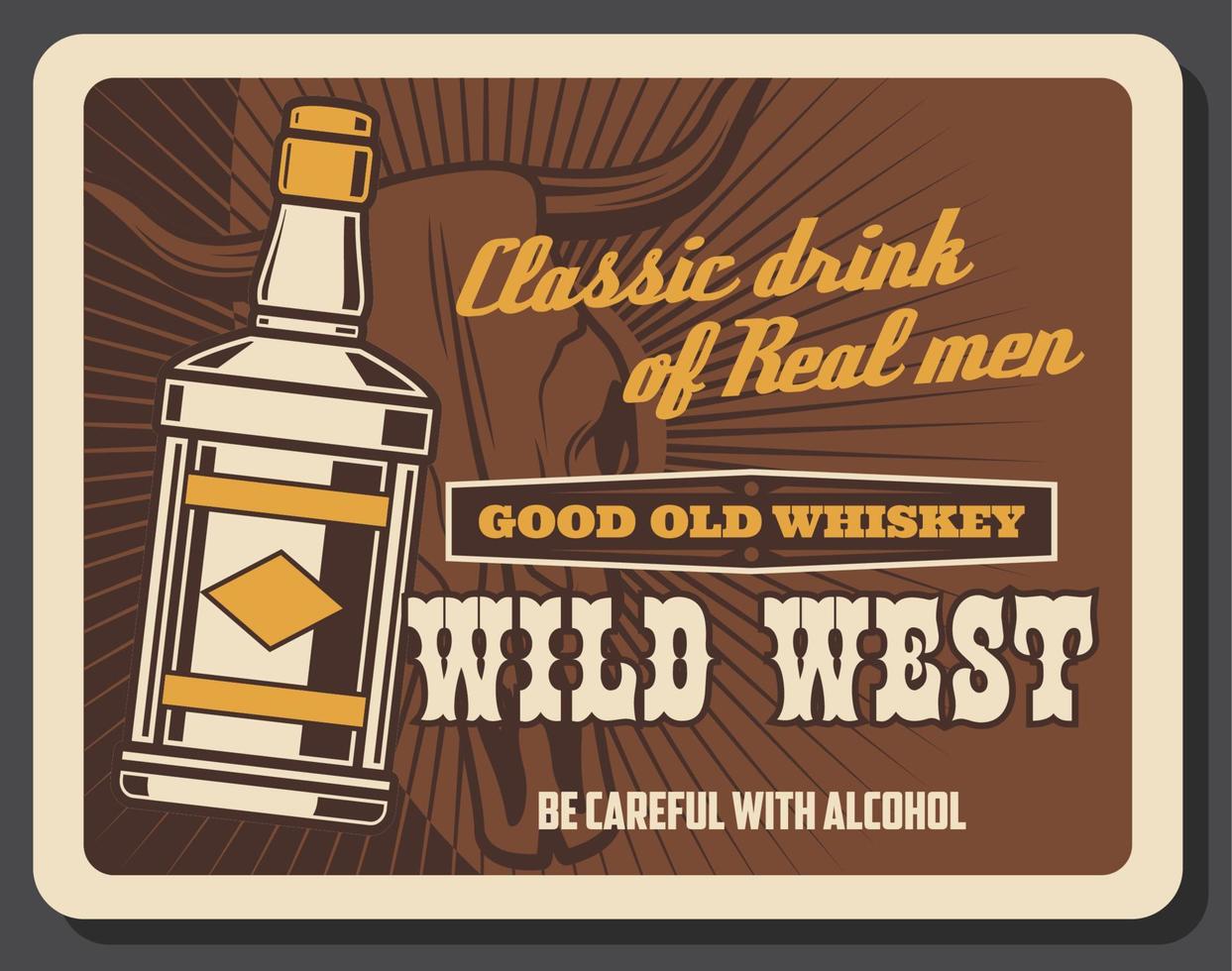 Whiskey bar saloon, Wild West cowboy pub vector