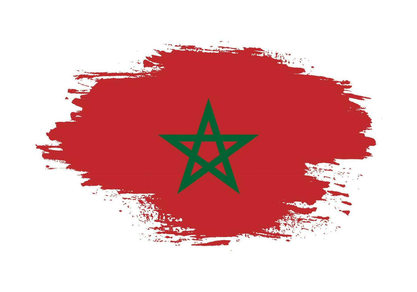 Ink splashes brush stroke Morocco flag vector