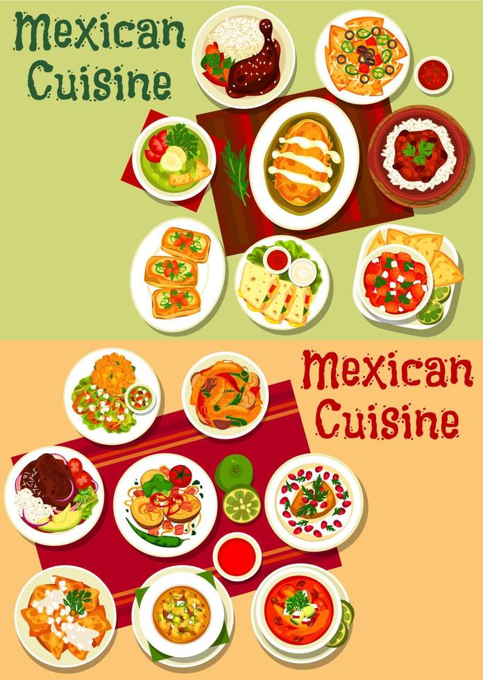 Mexican meat and vegetable snacks with spice sauce vector