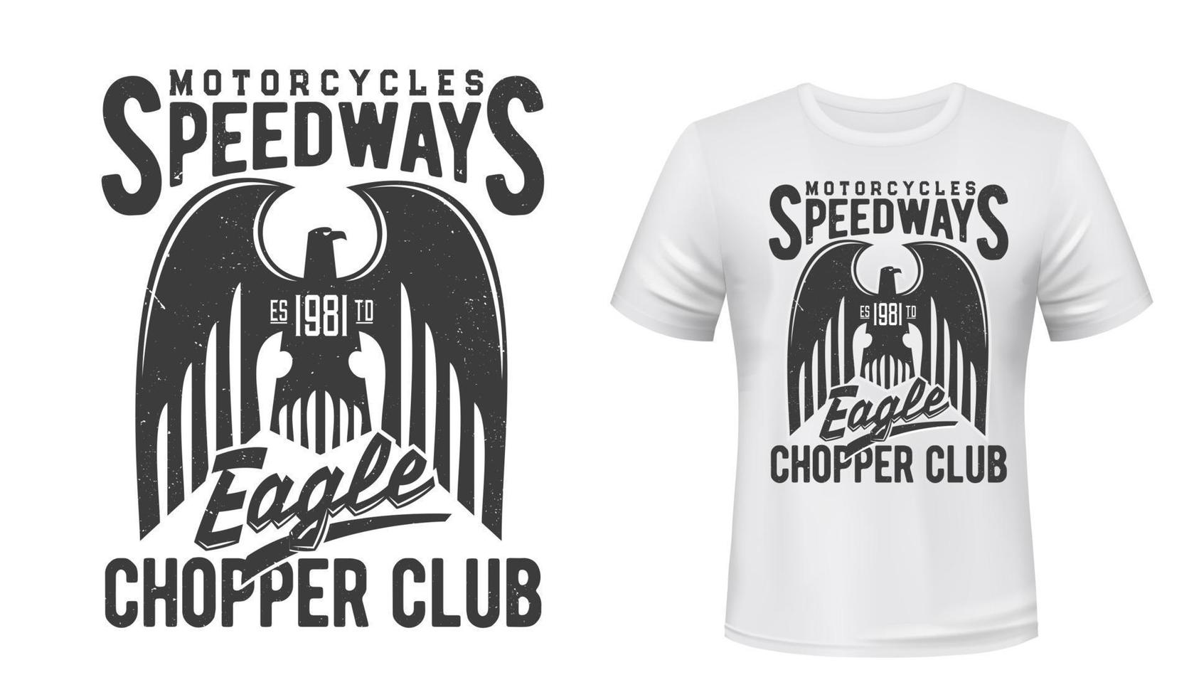 Motorcycle racing sport t-shirt print with eagle vector