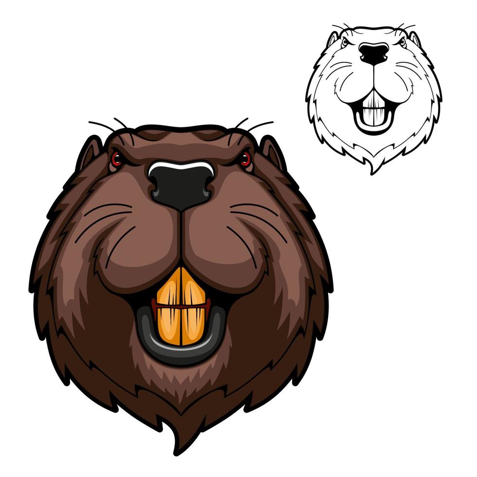 Beaver mascot of rodent animal head with teeth vector