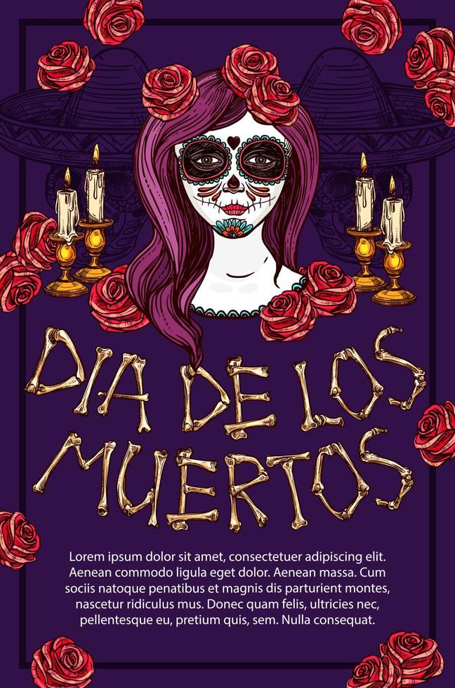 Dia de Muertos Mexican holiday calavera skull face vector