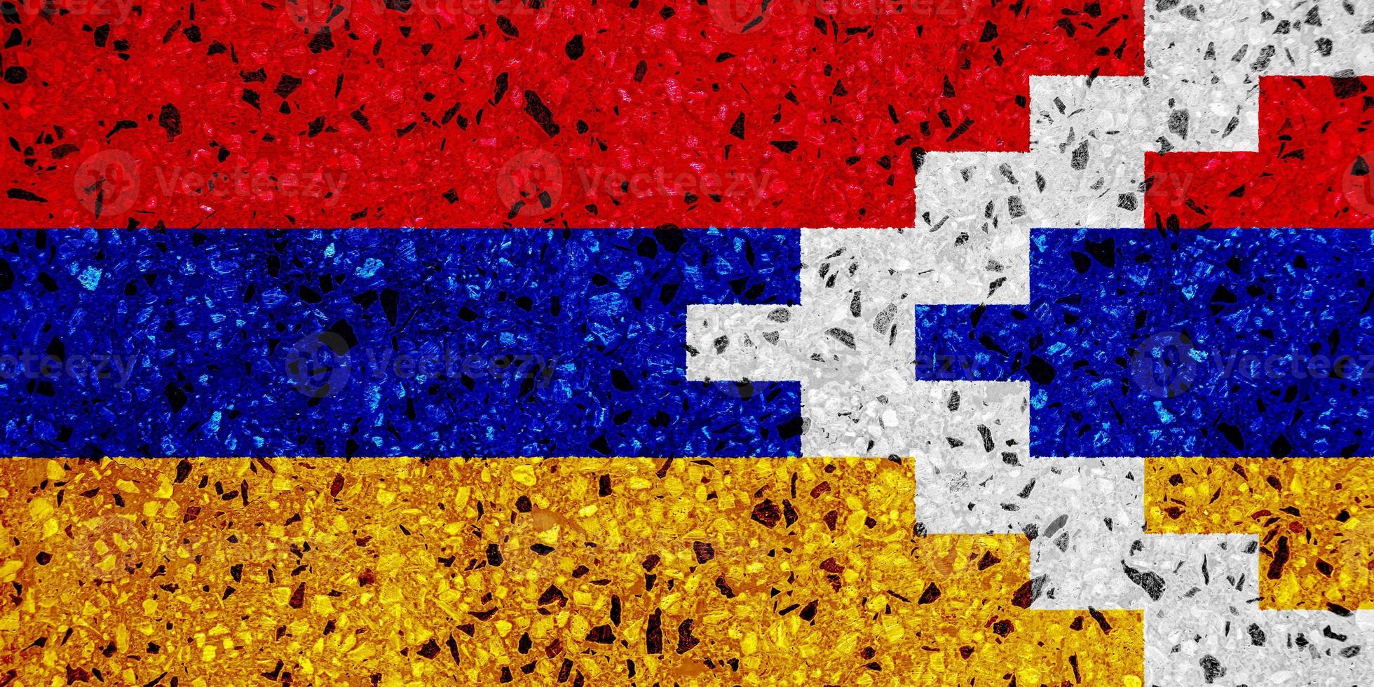 Flag of Nagorno-Karabakh on a textured background. Conceptual collage. photo