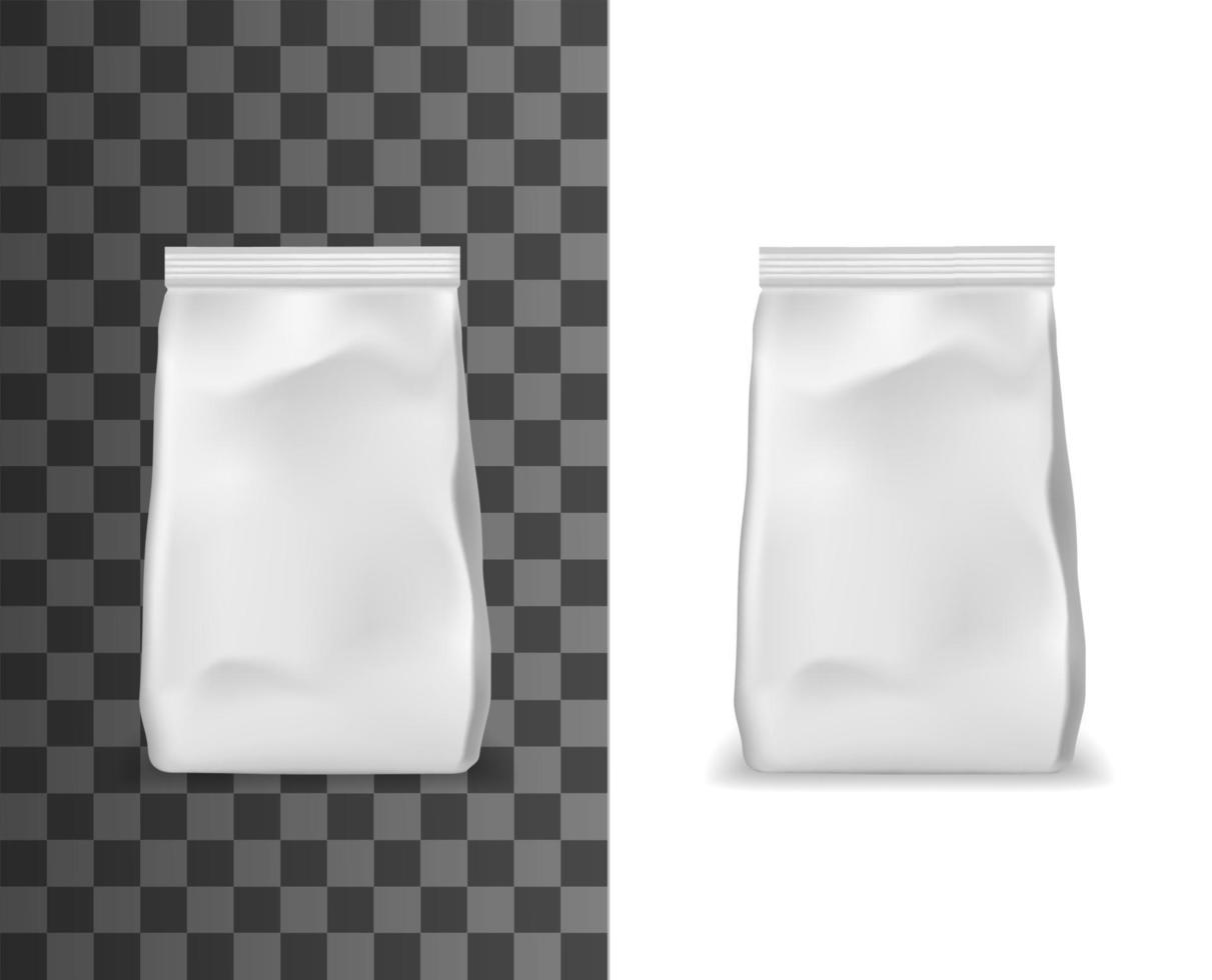 Realistic package, foil, paper or plastic pouches vector