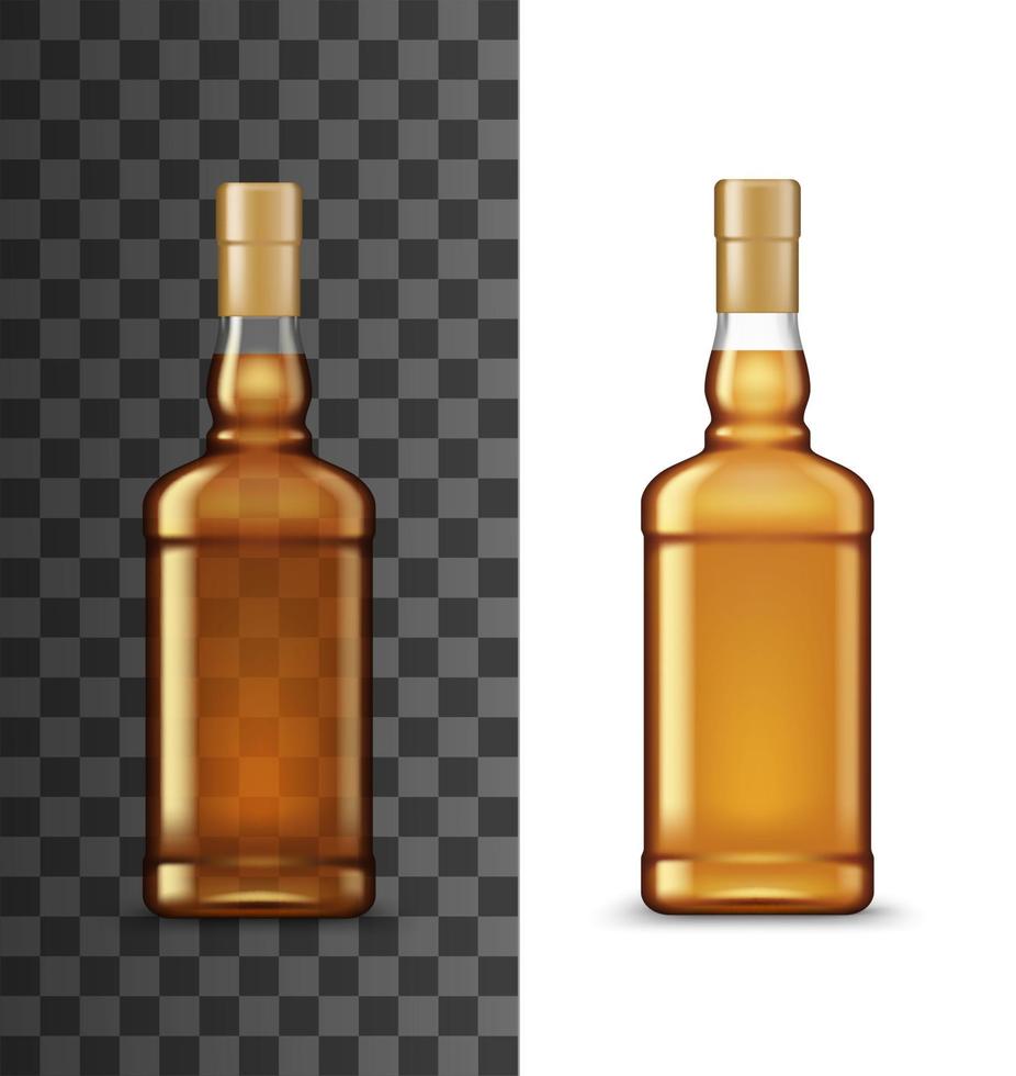 Glass bottle of whiskey or cognac alcohol beverage vector