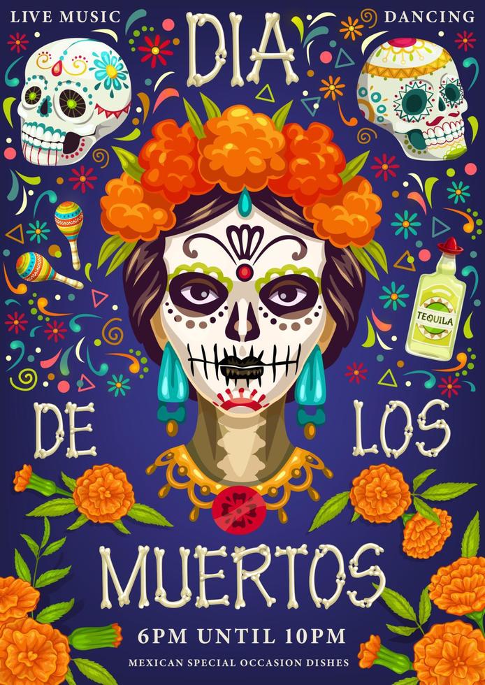 fiesta mexicana, dia de los muertos calavera calavera vector