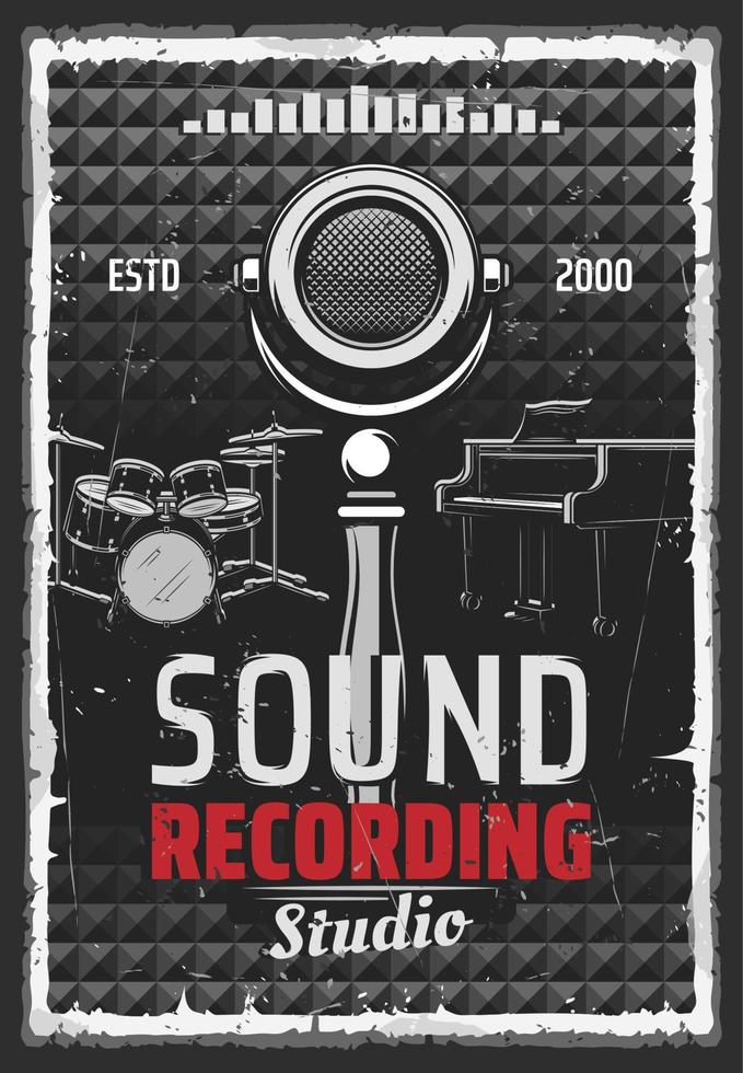 Music instruments and sound recording studio vector