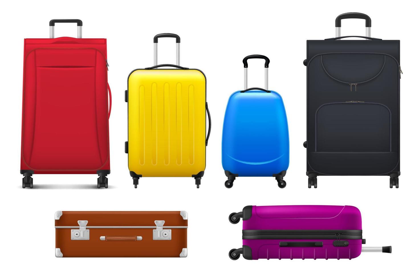 equipaje con maletas aisladas y bolsas de viaje vector