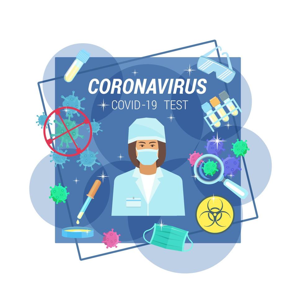 pruebas y analisis medicos de coronavirus vector