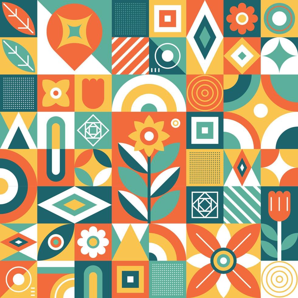 Floral and Geometric Seamless Pattern Background vector