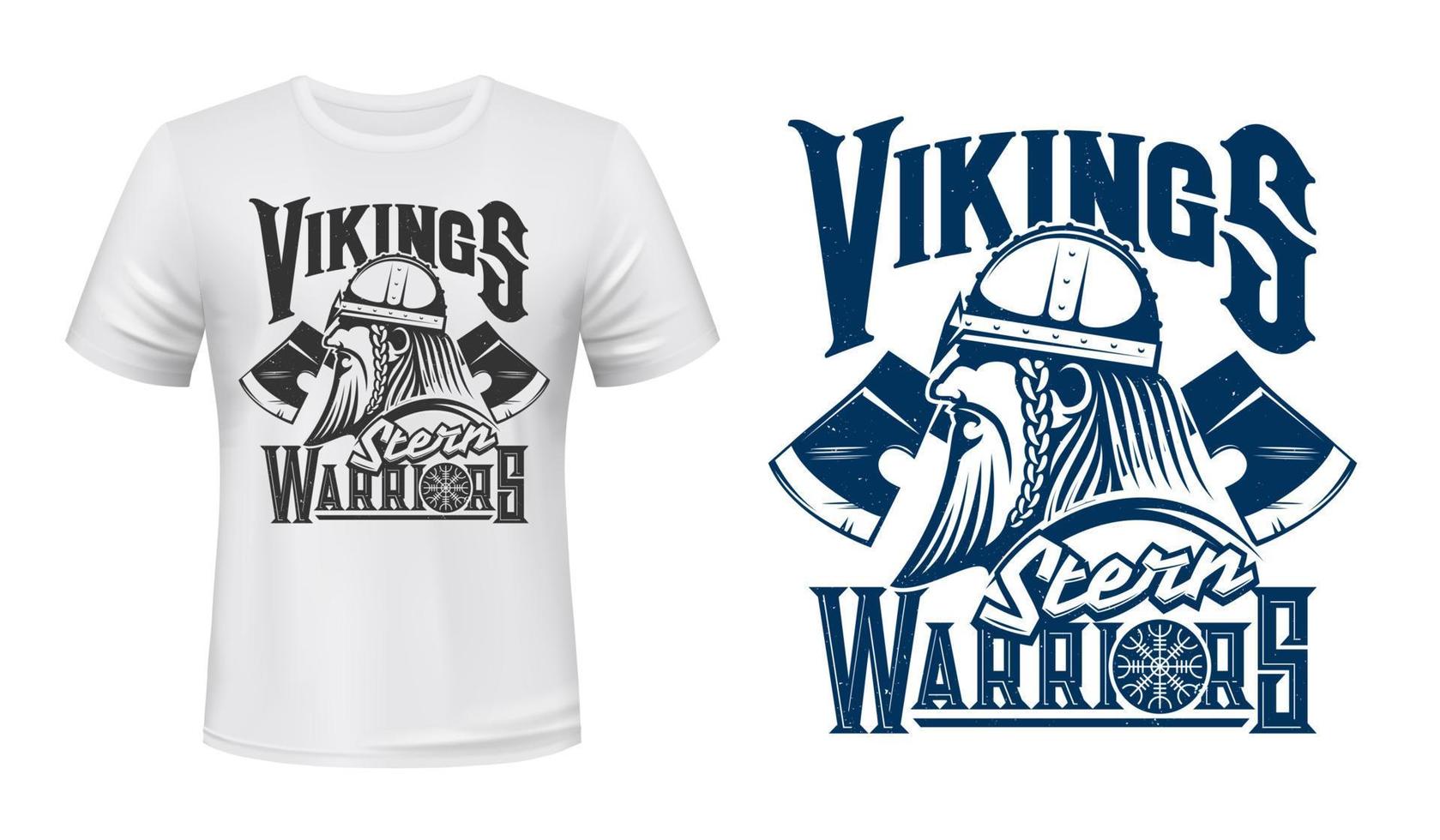 T-shirt print template, Scandinavian Vikings vector