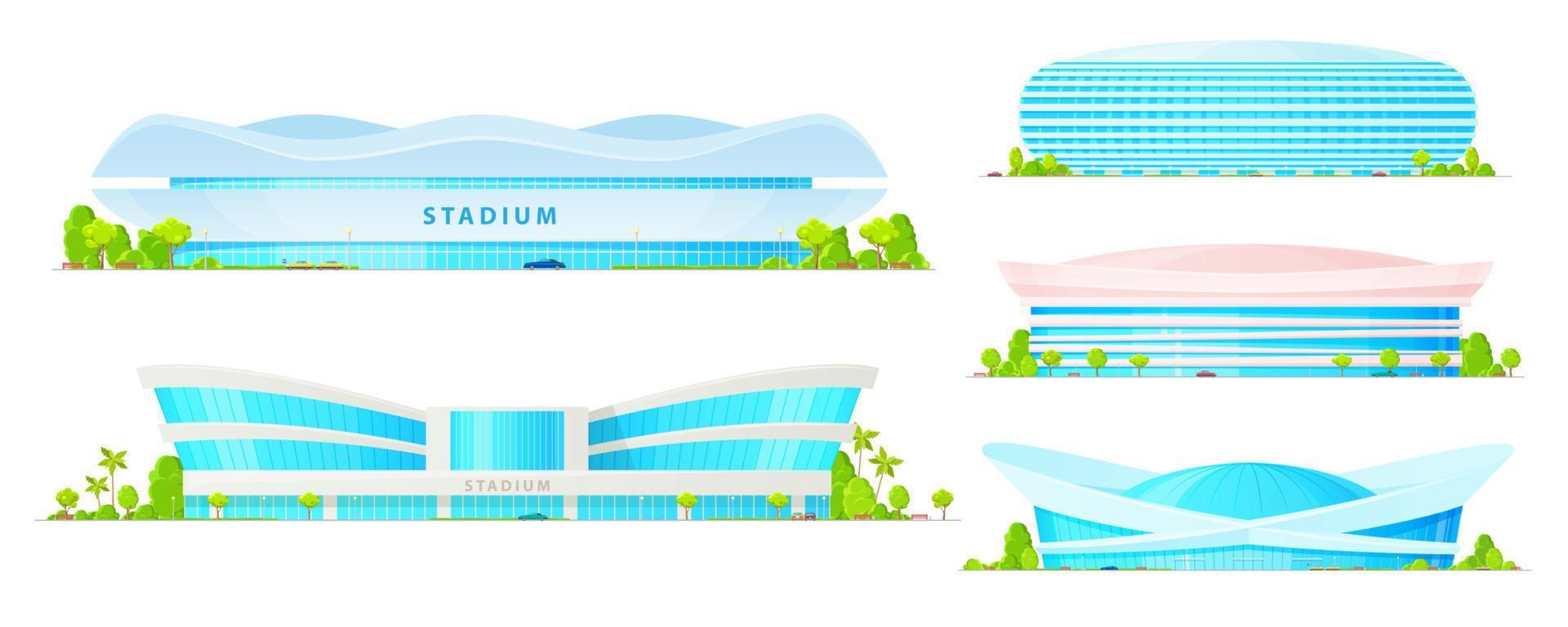 Stadium buildings and sport arena constructions vector