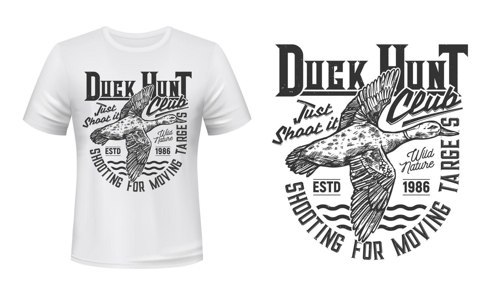 Duck hunting t-shirt print mockup of sport club vector