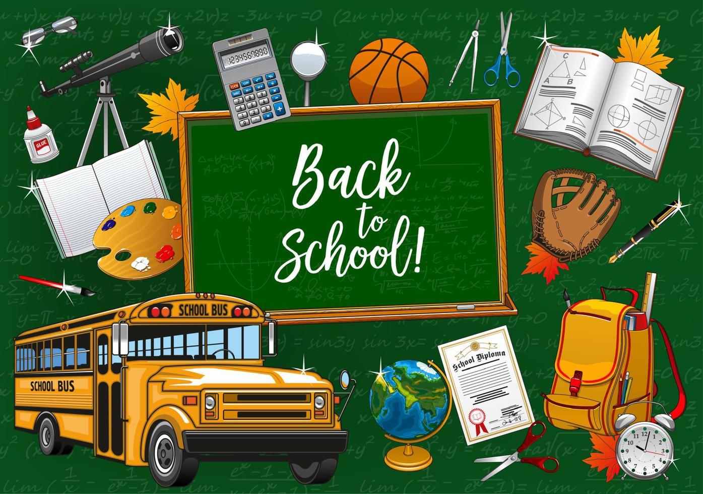 Back to school stationery round frame, formulas 16540130