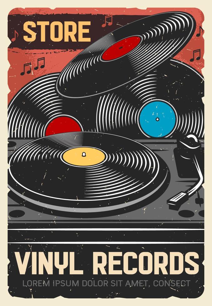Musical instruments and vinyl records store vector