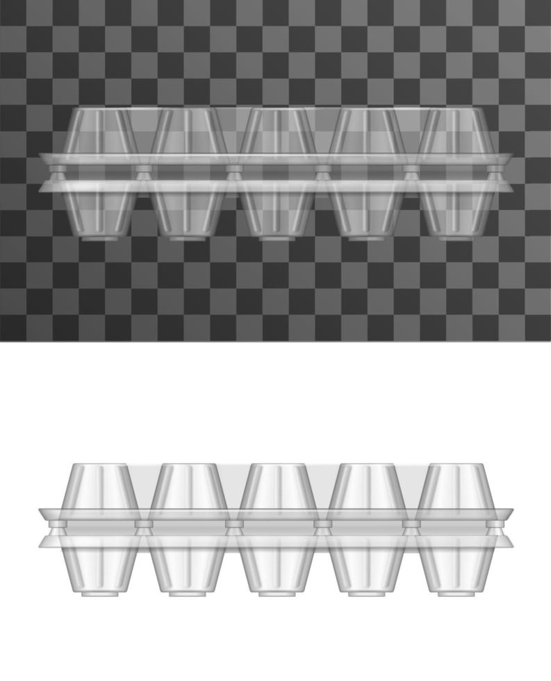 Egg pack mockups, plastic trays or containers vector