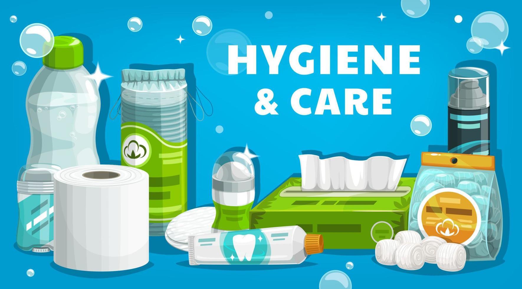 Daily hygiene, personal health care product poster vector