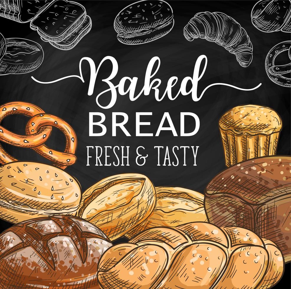 Bread, cake, cupcake, pretzel, toast and challah vector
