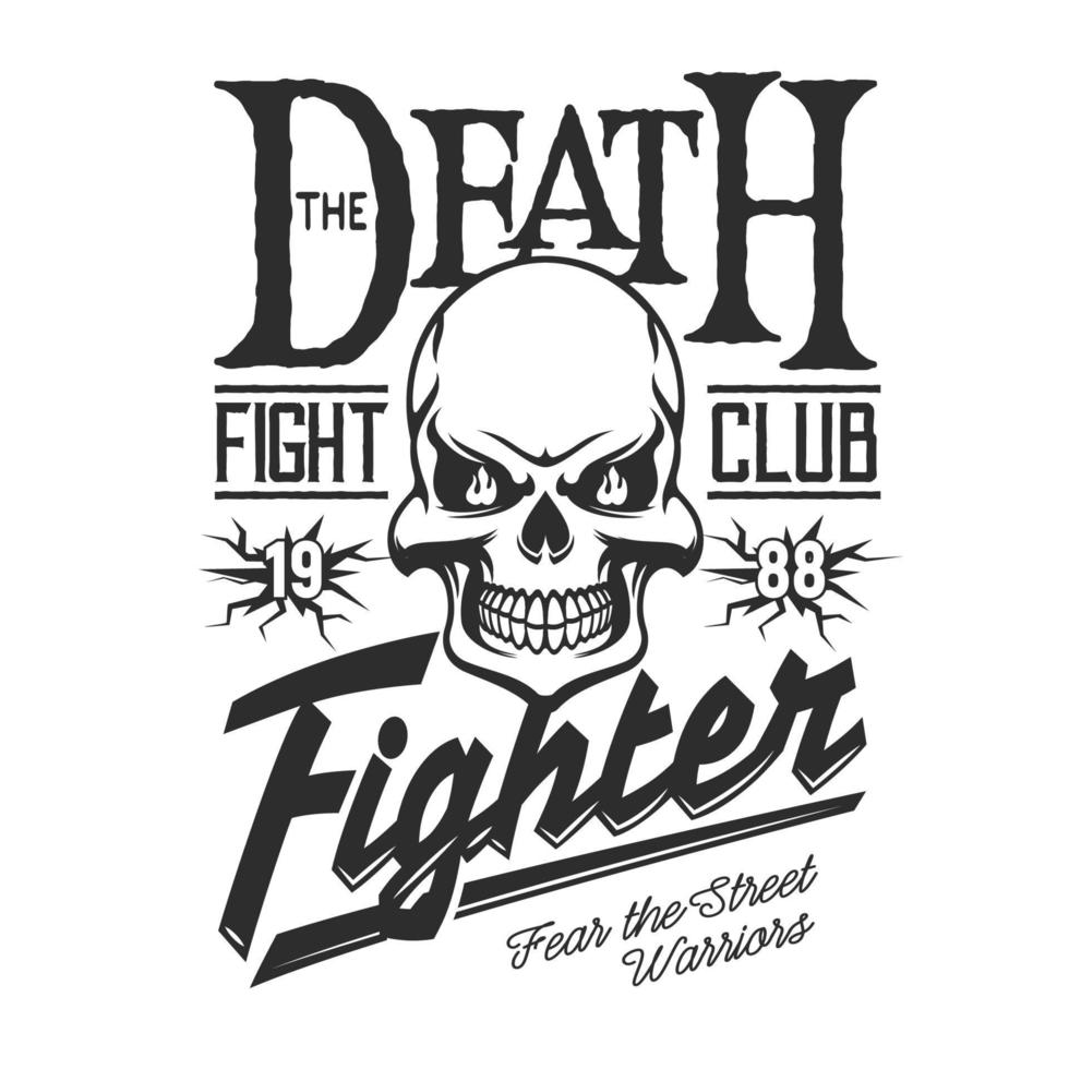 Death skeleton skull, street fight club sign vector