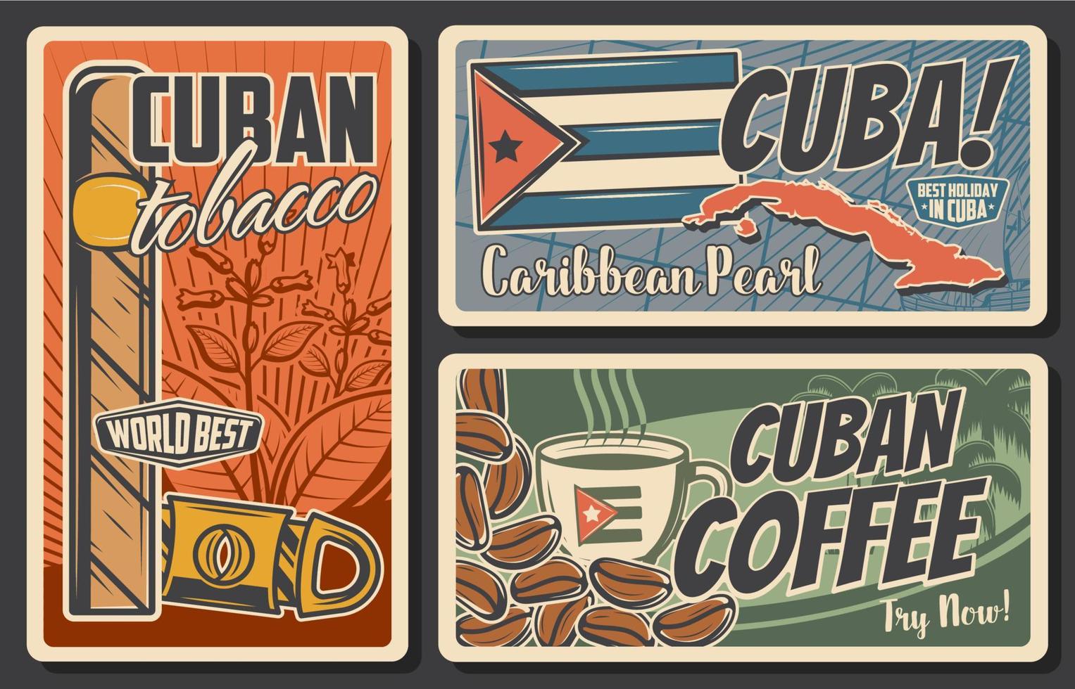 Cuba travel vector retro posters