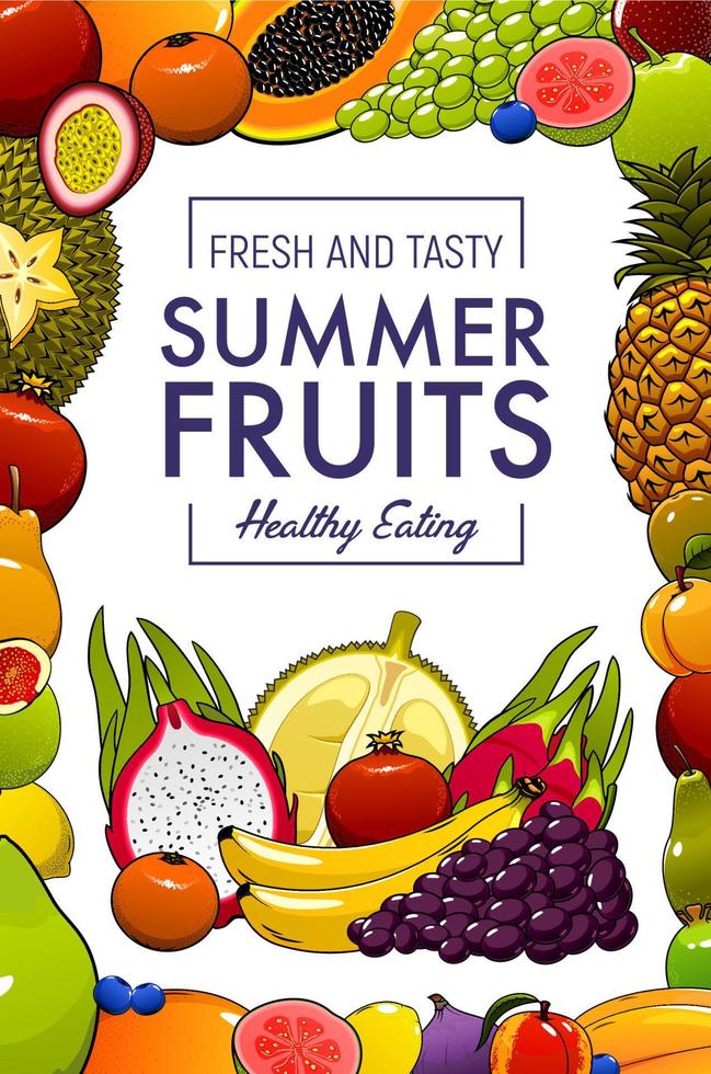 Exotic tropical fruits, summer healthy food vector